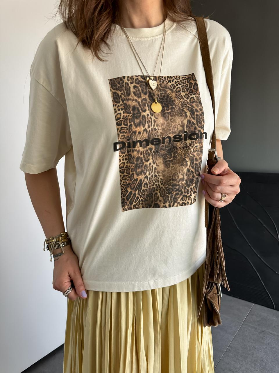 Leopar Baskılı Dimension Tshirt