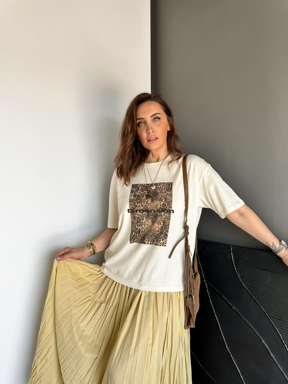 Leopar Baskılı Dimension Tshirt