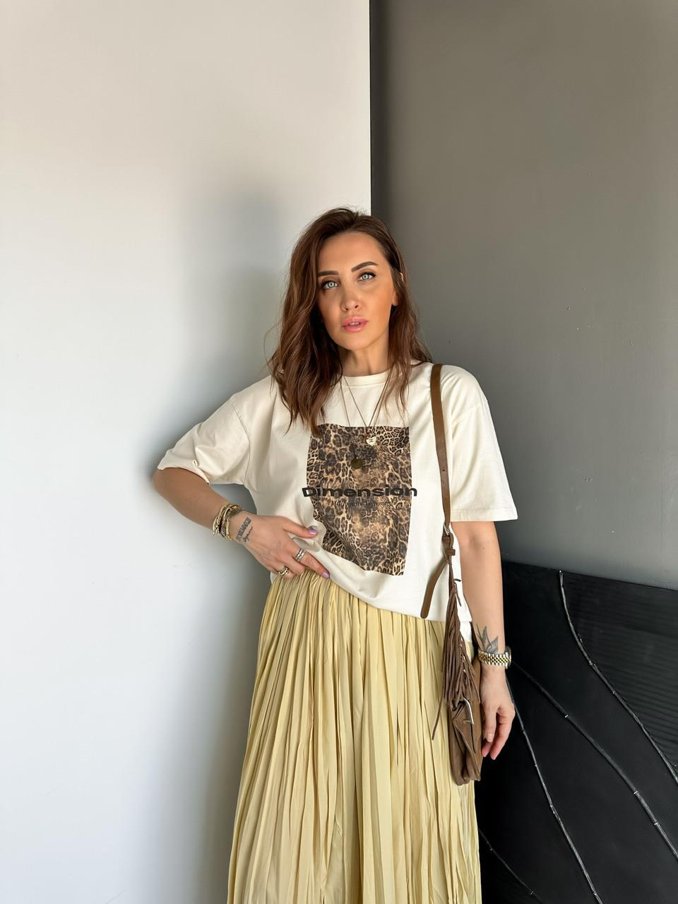 Leopar Baskılı Dimension Tshirt