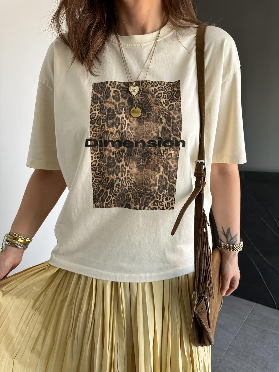 Leopar Baskılı Dimension Tshirt