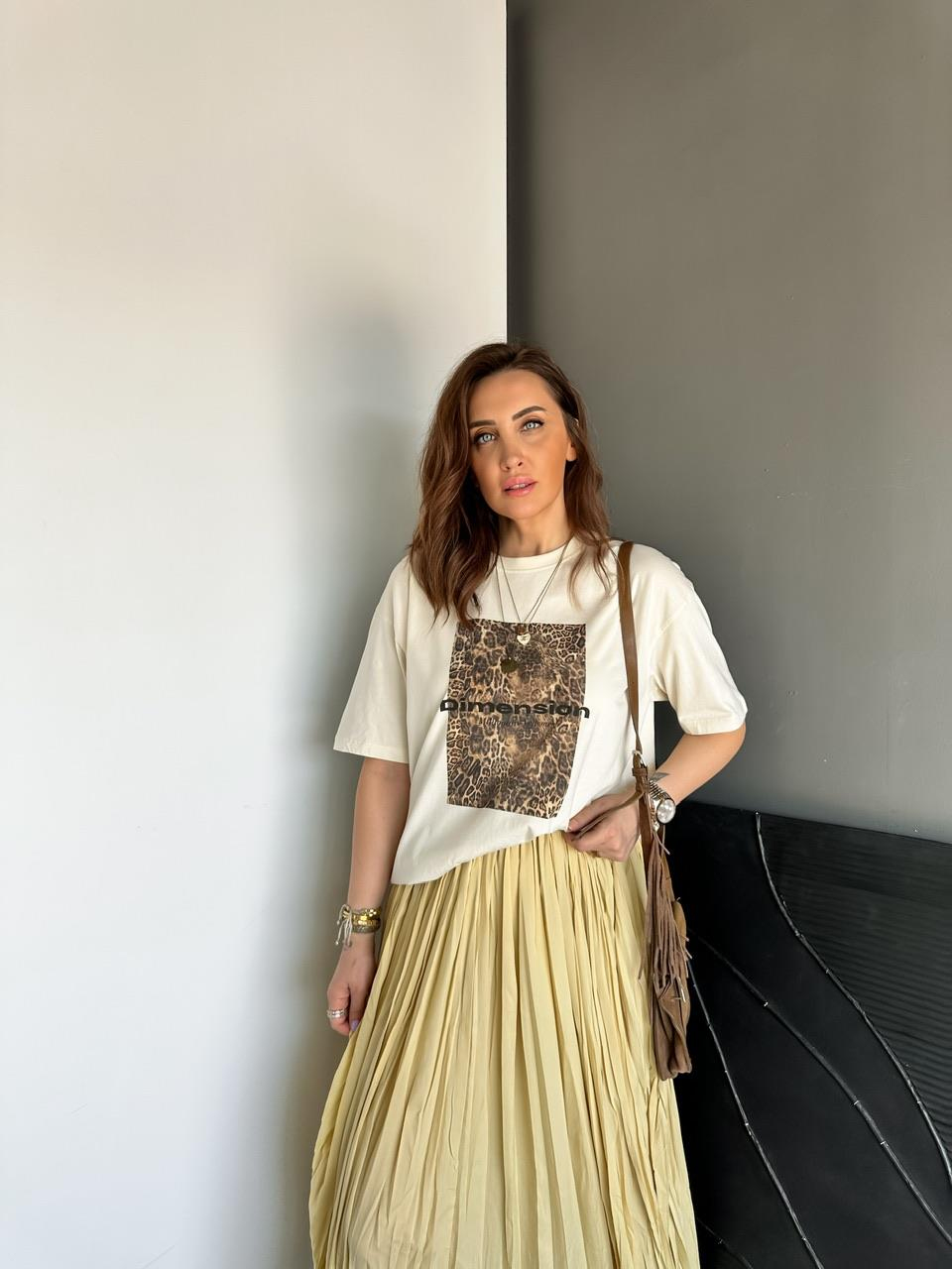 Leopar Baskılı Dimension Tshirt