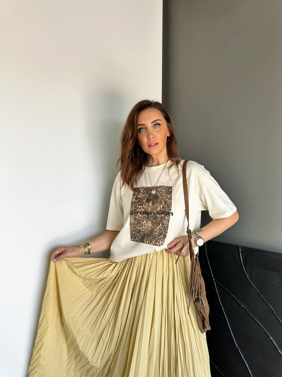 Leopar Baskılı Dimension Tshirt