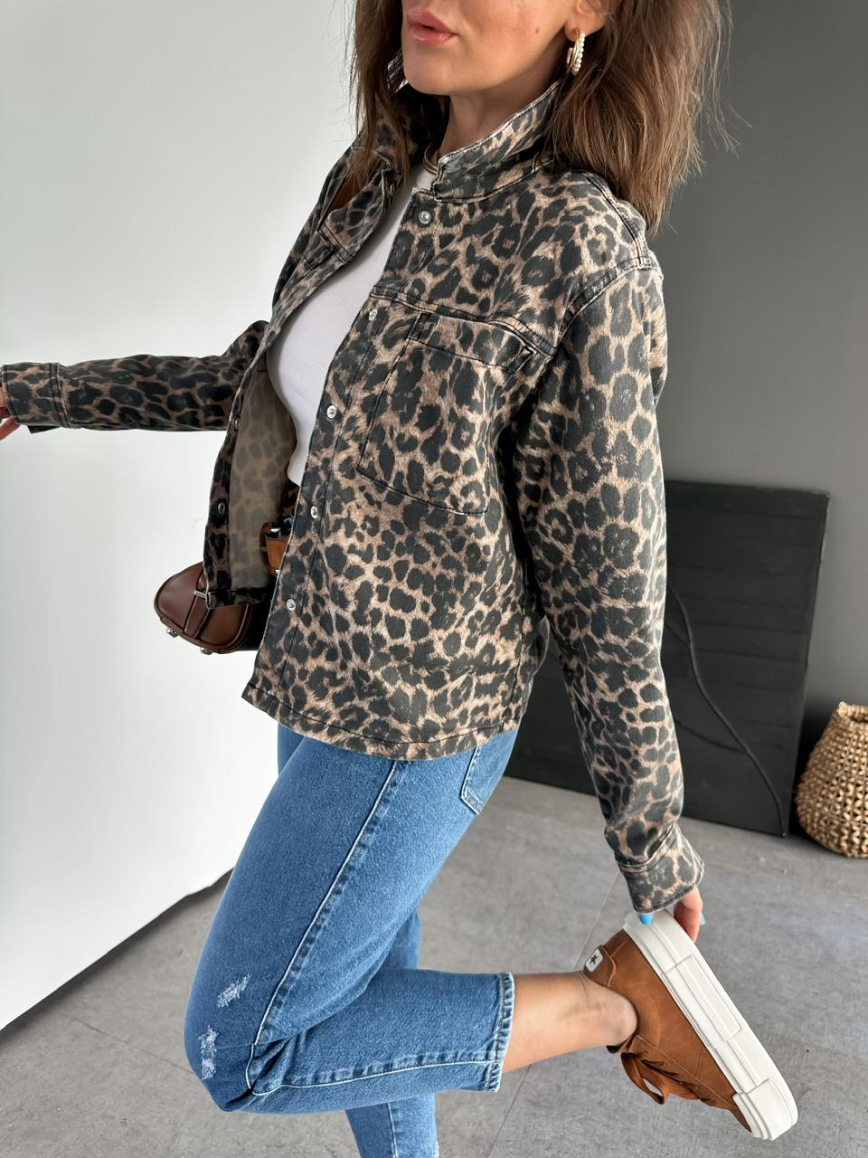 Leopar Desen Orijinal Kot Ceket
