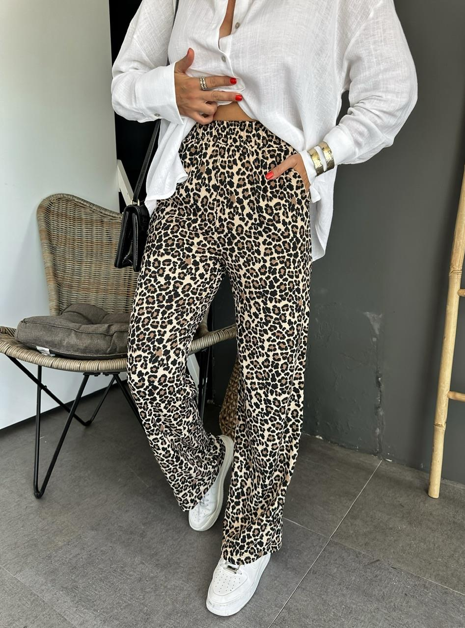 Leopar Desenli Cepli Pantolon