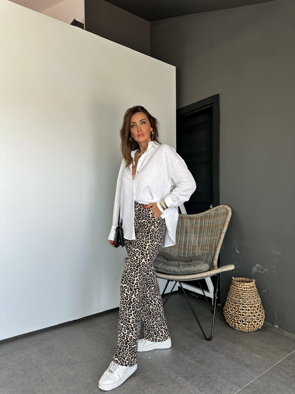 Leopar Desenli Cepli Pantolon