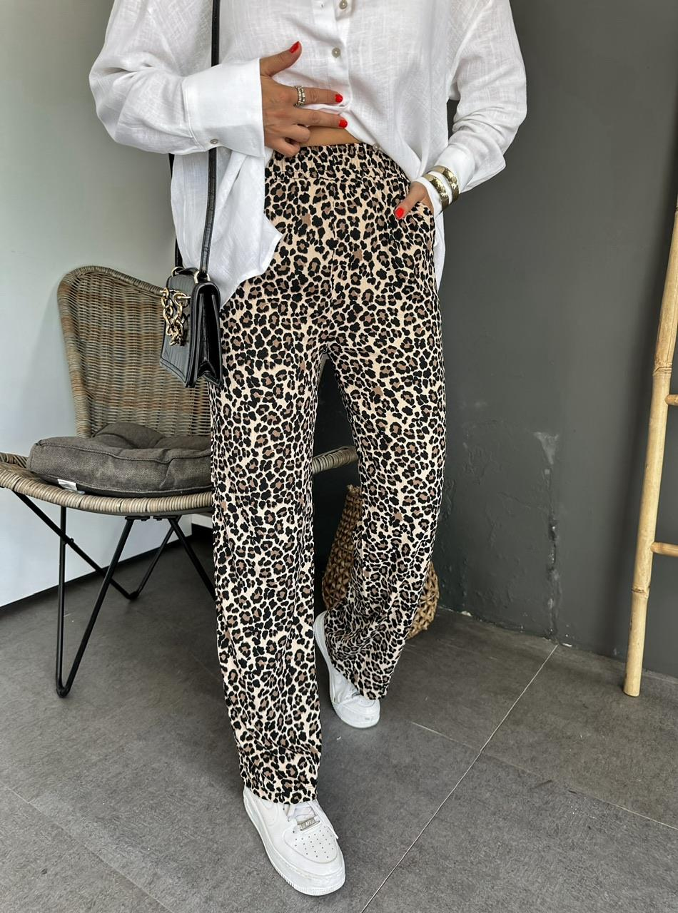 Leopar Desenli Cepli Pantolon