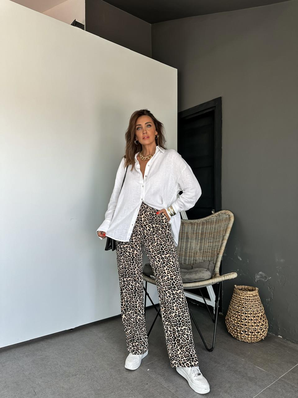 Leopar Desenli Cepli Pantolon