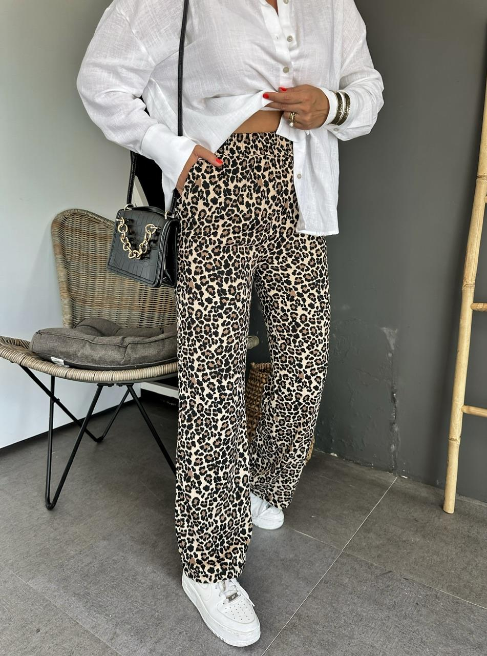 Leopar Desenli Cepli Pantolon