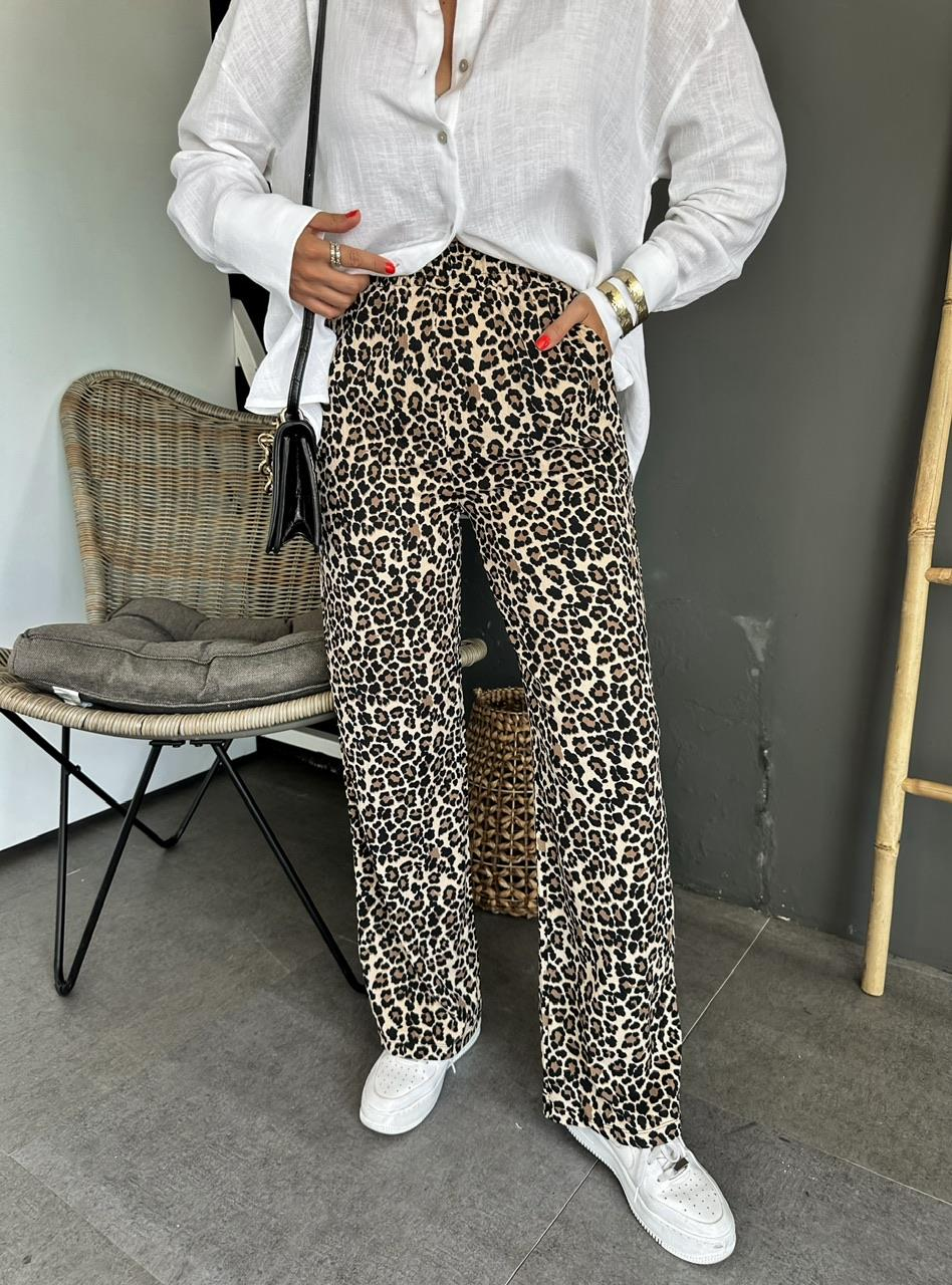 Leopar Desenli Cepli Pantolon