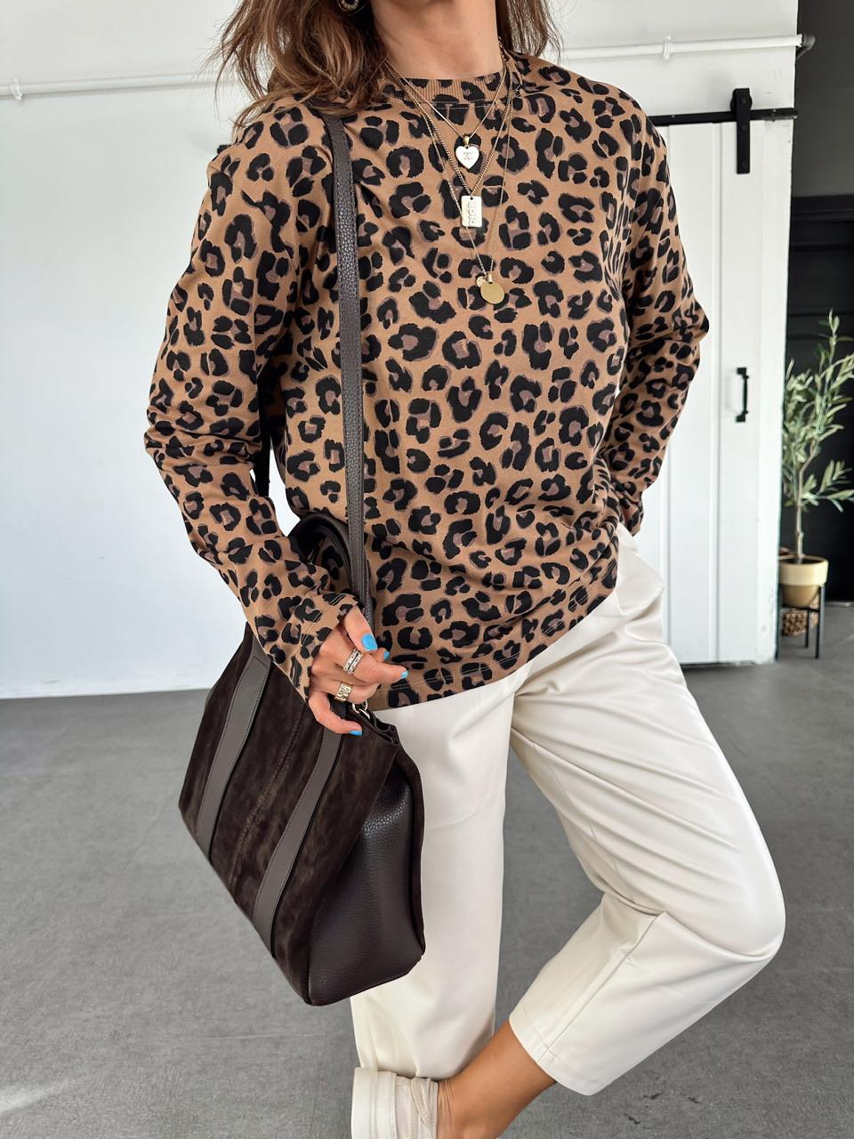 Leopar Desenli Cotton Tshirt