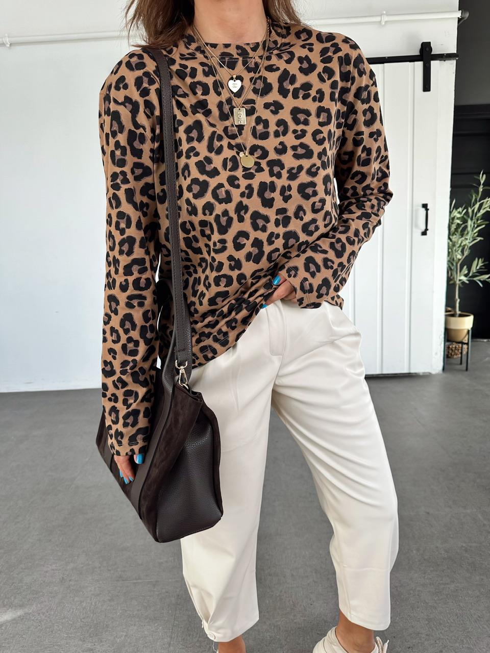 Leopar Desenli Cotton Tshirt