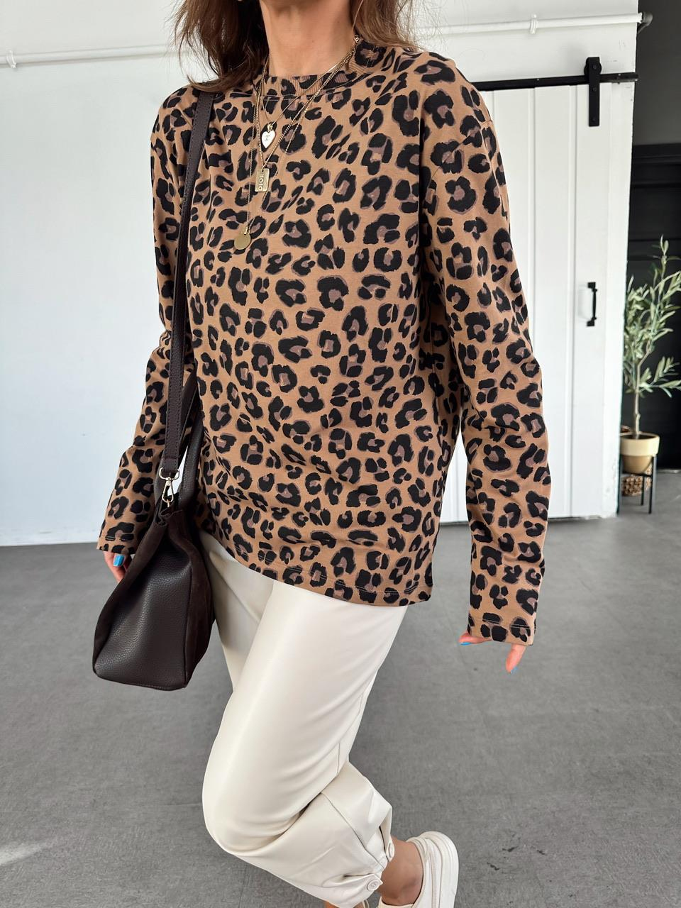 Leopar Desenli Cotton Tshirt
