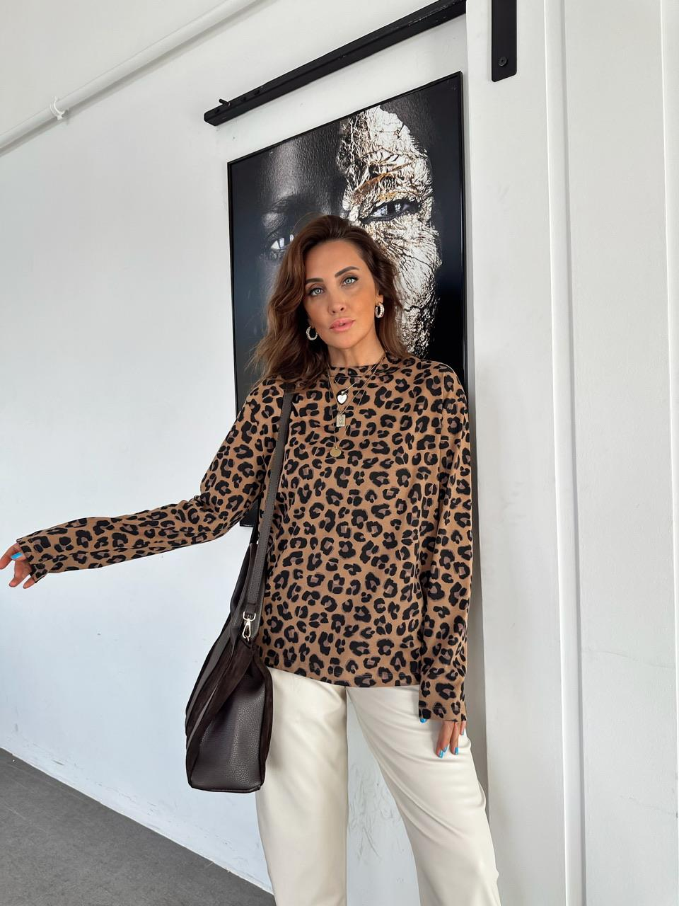 Leopar Desenli Cotton Tshirt