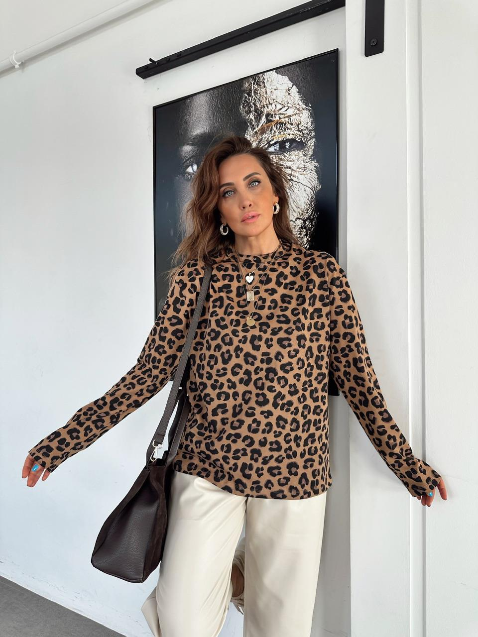 Leopar Desenli Cotton Tshirt