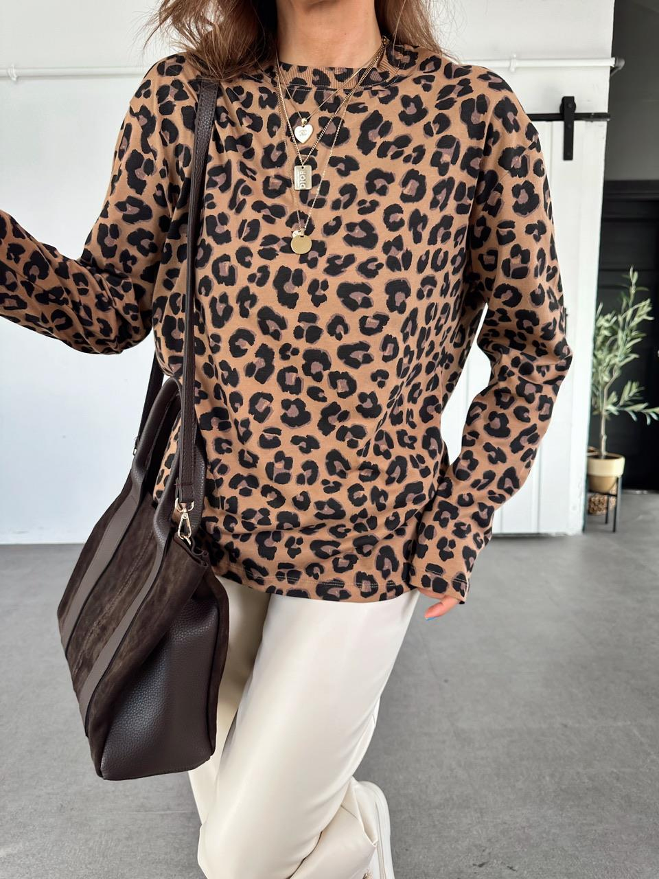 Leopar Desenli Cotton Tshirt