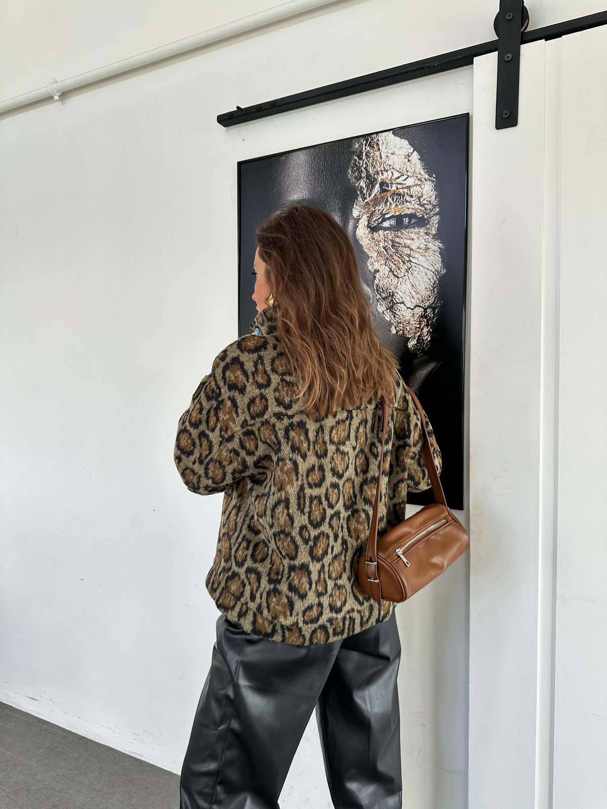 Leopar Dokulu Düğmeli Ceket