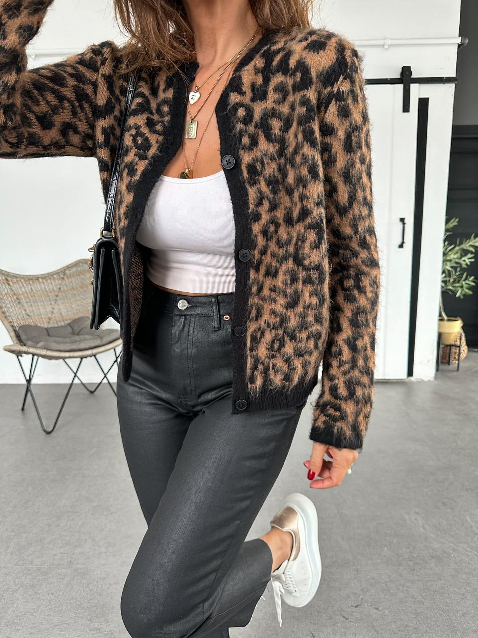 Leopar Dokulu Hırka