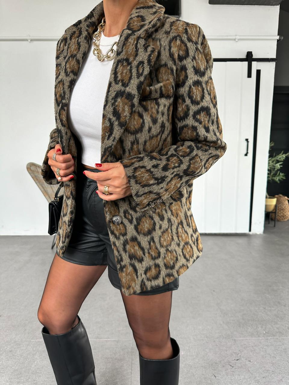 Leopar Tüylü Blazer Ceket