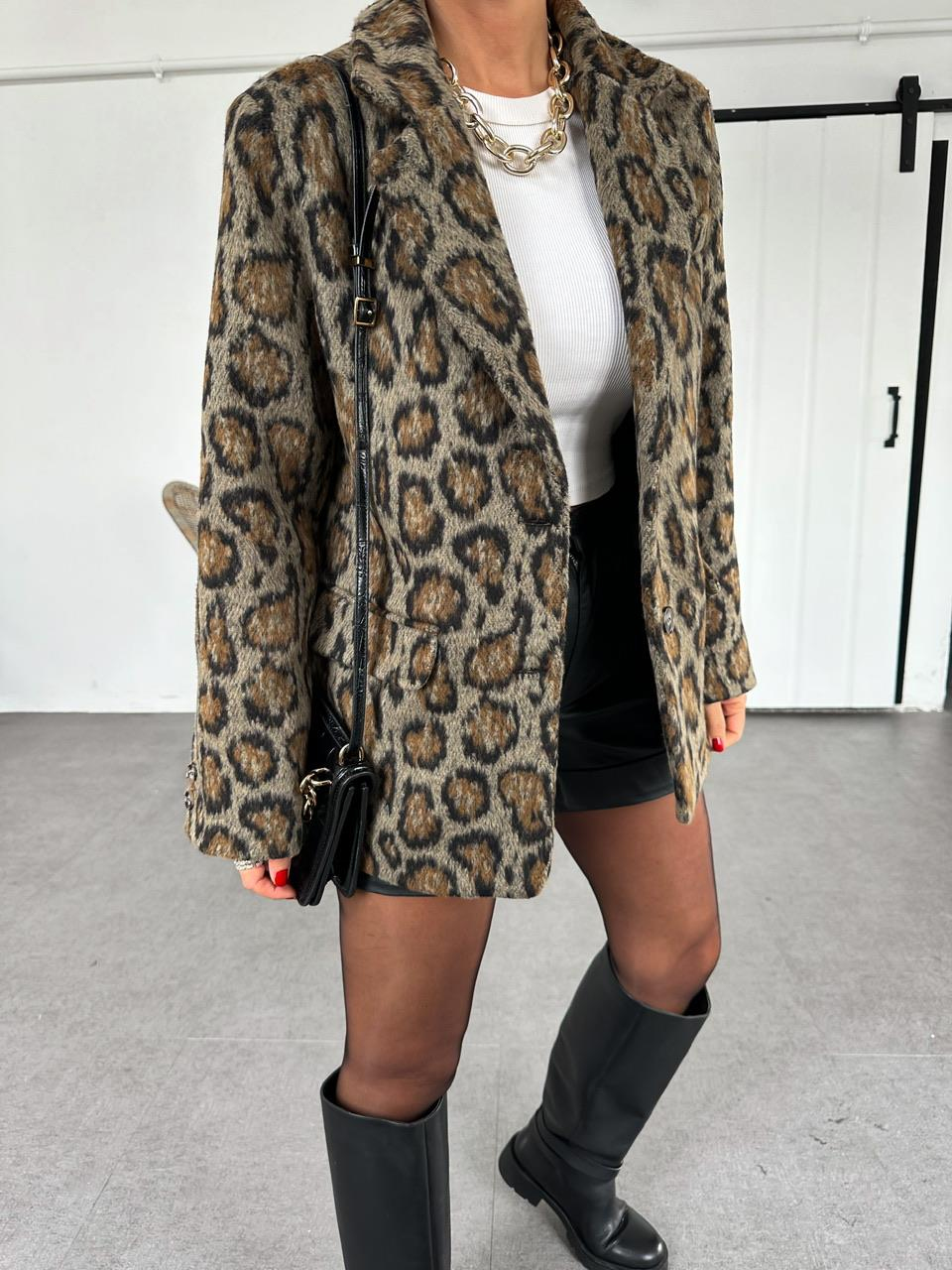 Leopar Tüylü Blazer Ceket