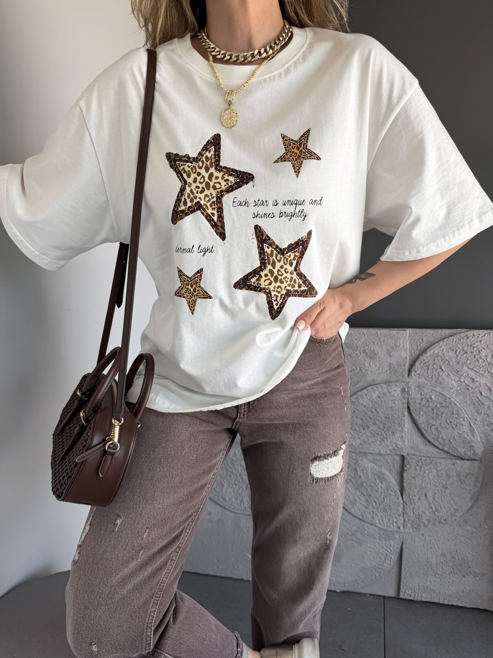 Leopar Yıldızlı Tshirt