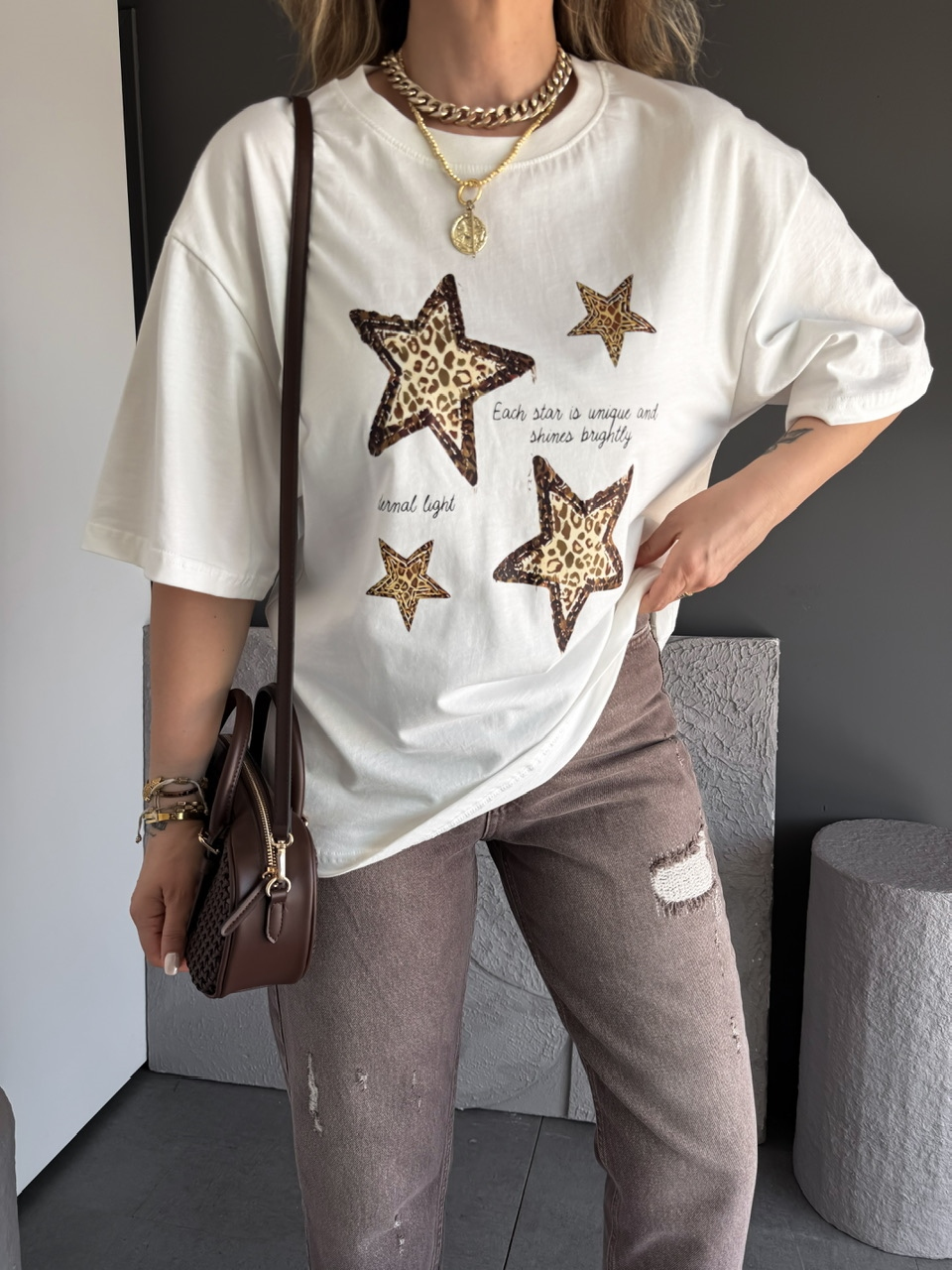 Leopar Yıldızlı Tshirt