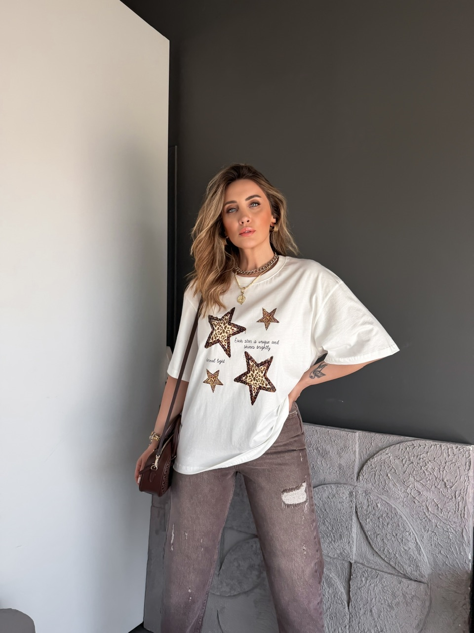 Leopar Yıldızlı Tshirt
