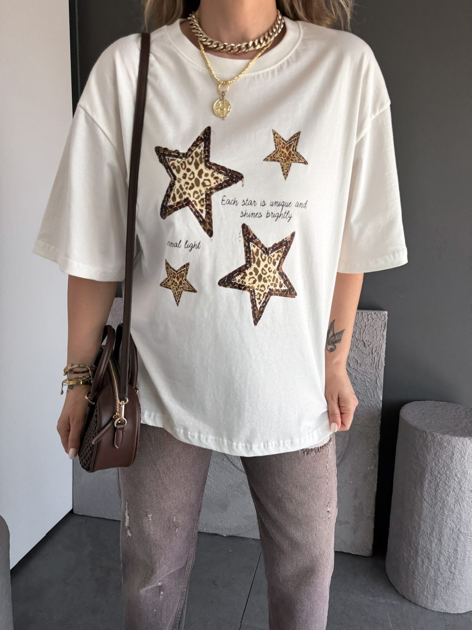 Leopar Yıldızlı Tshirt