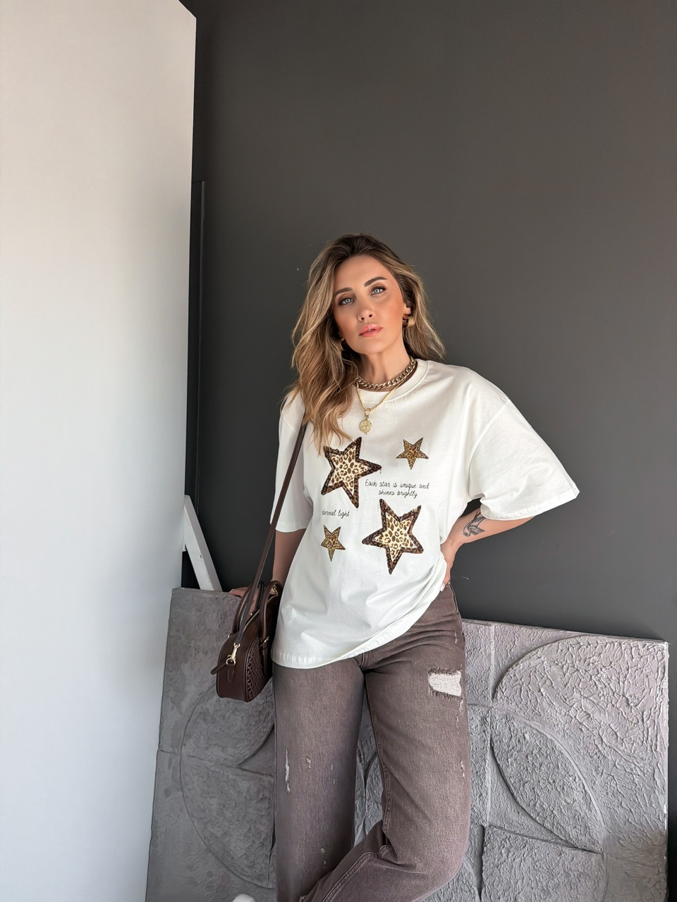 Leopar Yıldızlı Tshirt