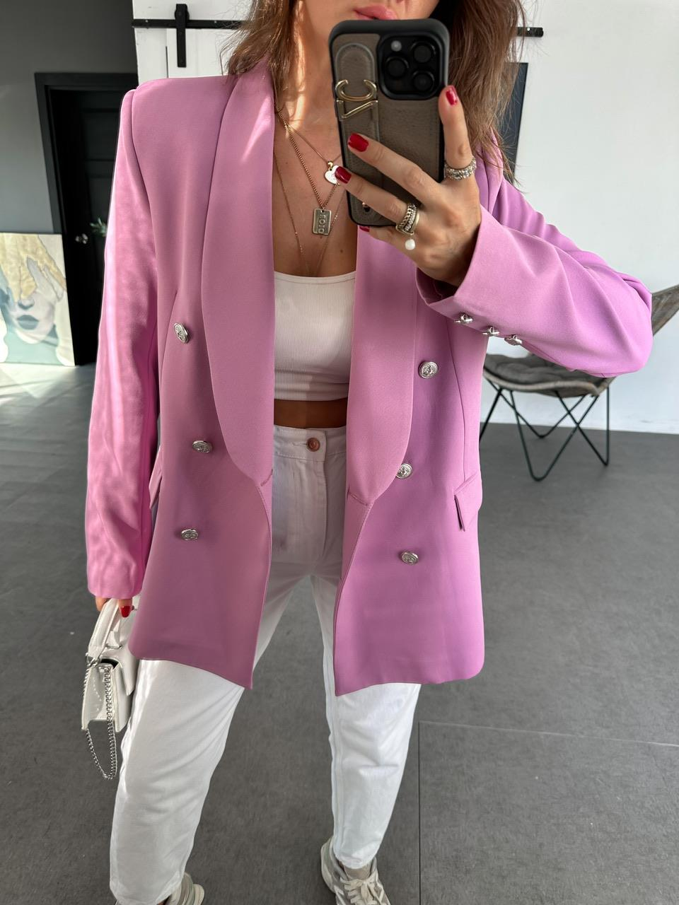 Lila Kapak Cepli Blazer Ceket