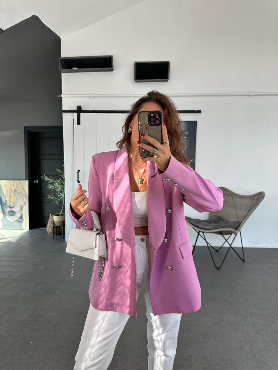 Lila Kapak Cepli Blazer Ceket