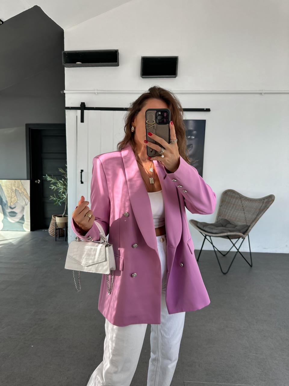 Lila Kapak Cepli Blazer Ceket