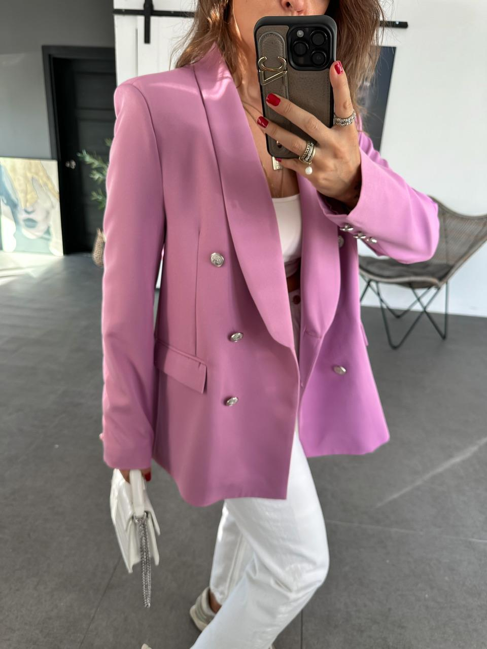 Lila Kapak Cepli Blazer Ceket