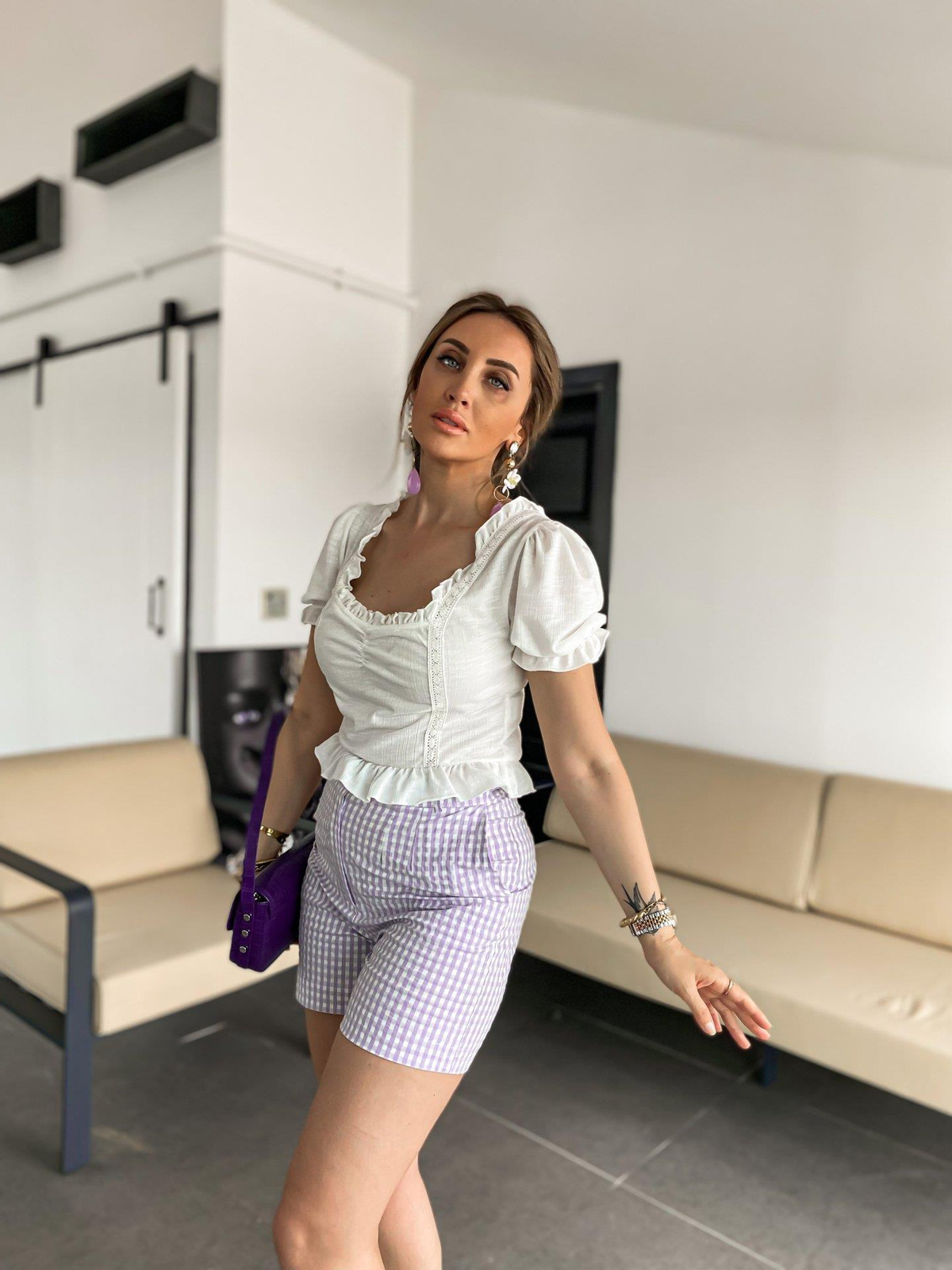 Lila Pötükare Şort