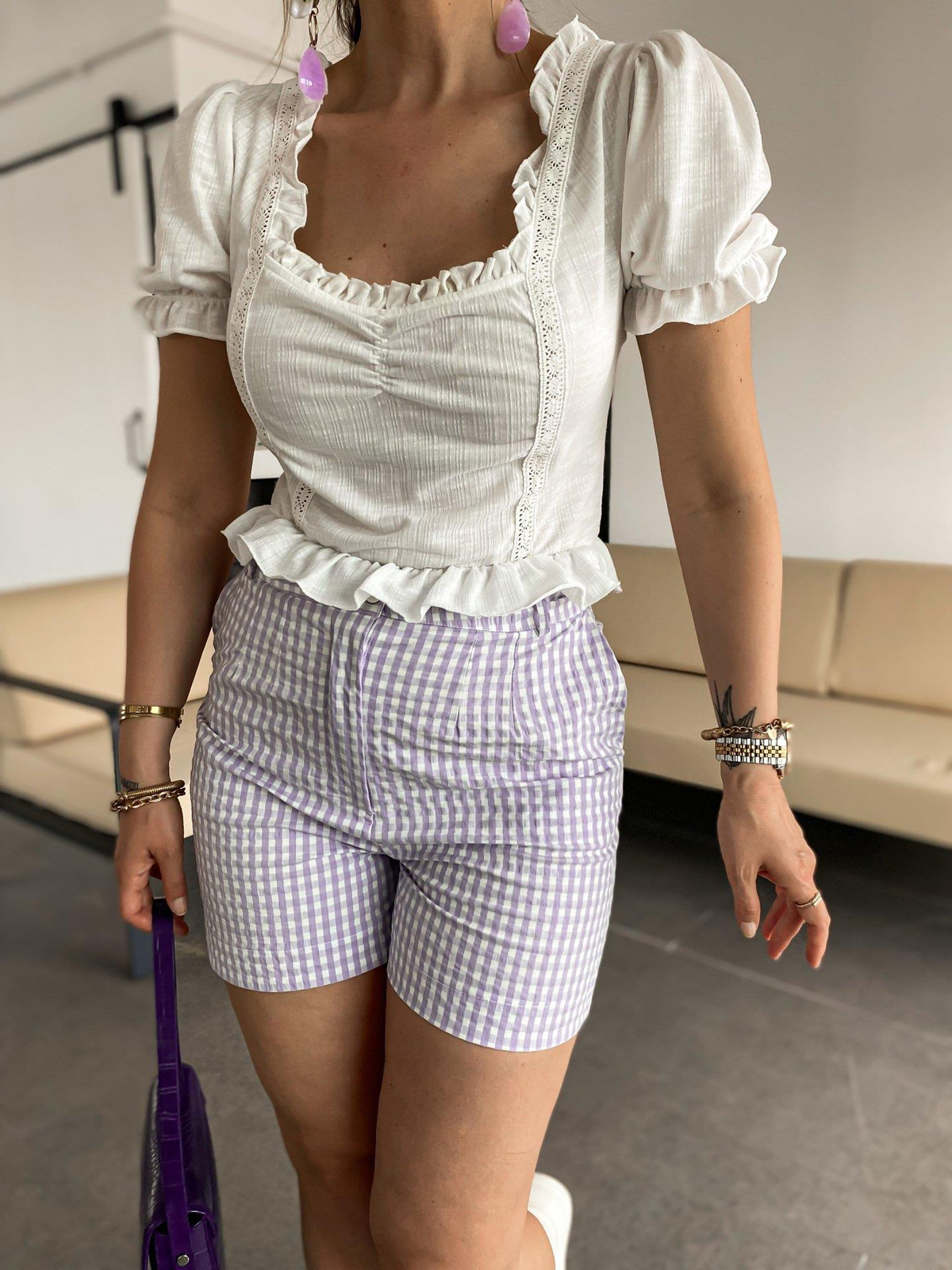 Lila Pötükare Şort