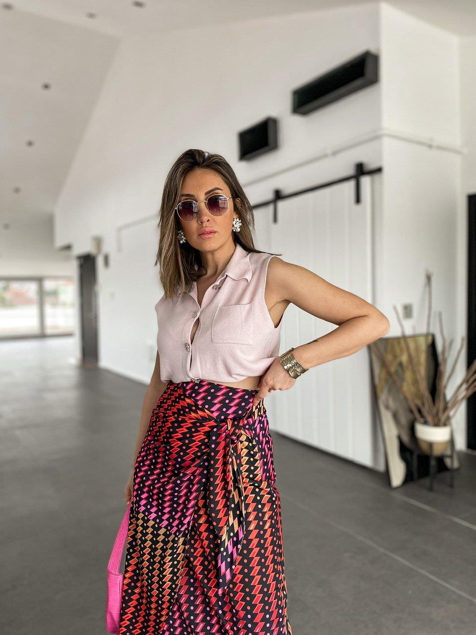 Lila Taş Düğmeli Yelek