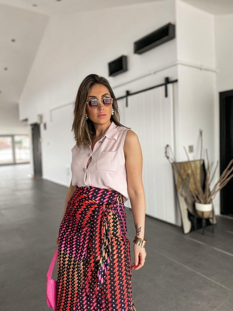 Lila Taş Düğmeli Yelek