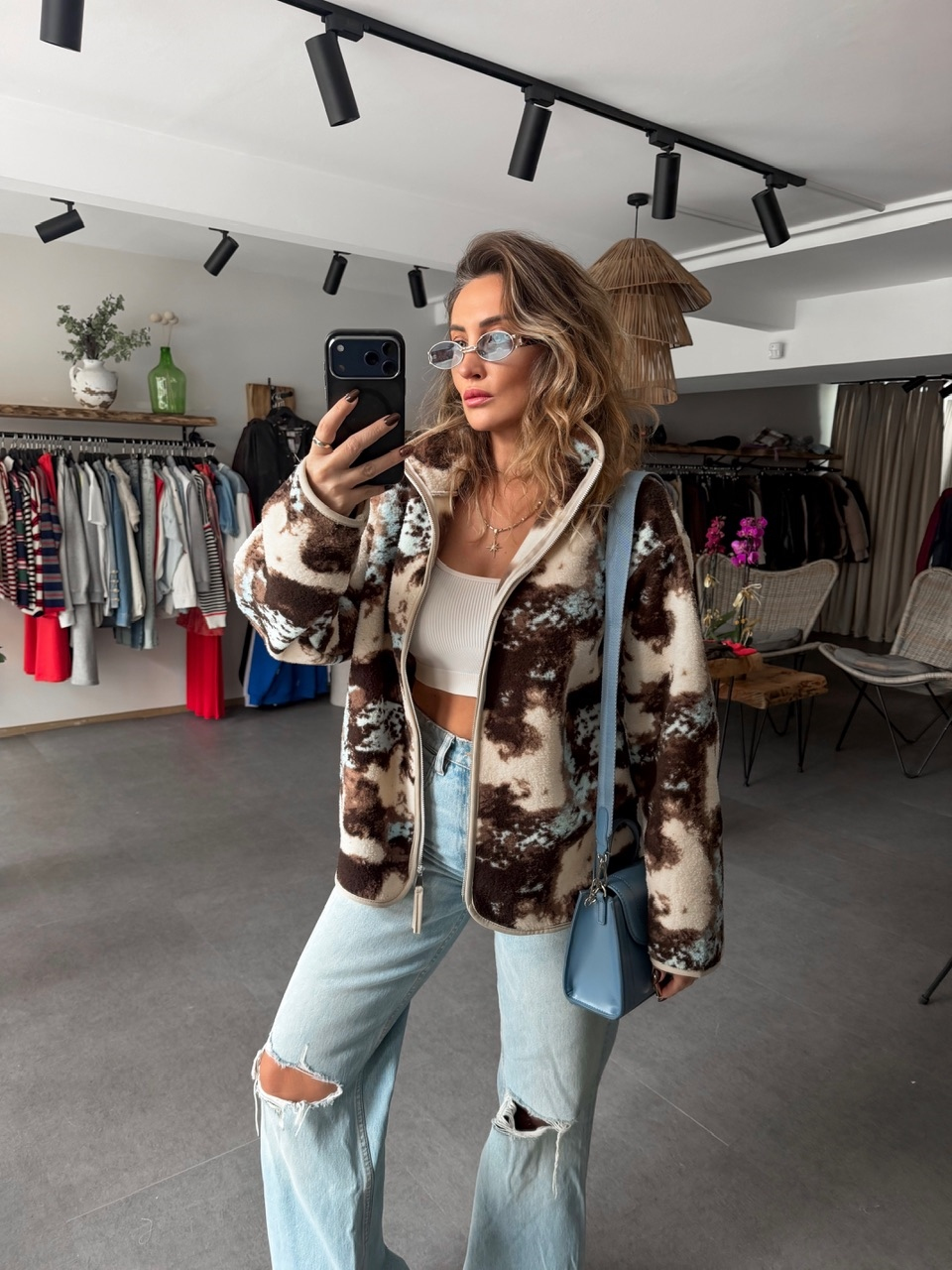 Mavi Animal Desen Teddy Mont