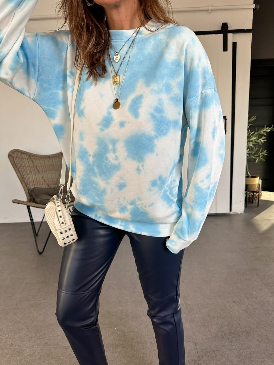 Mavi Batik Desenli Sweatshirt