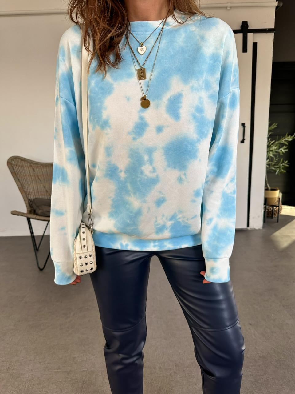 Mavi Batik Desenli Sweatshirt