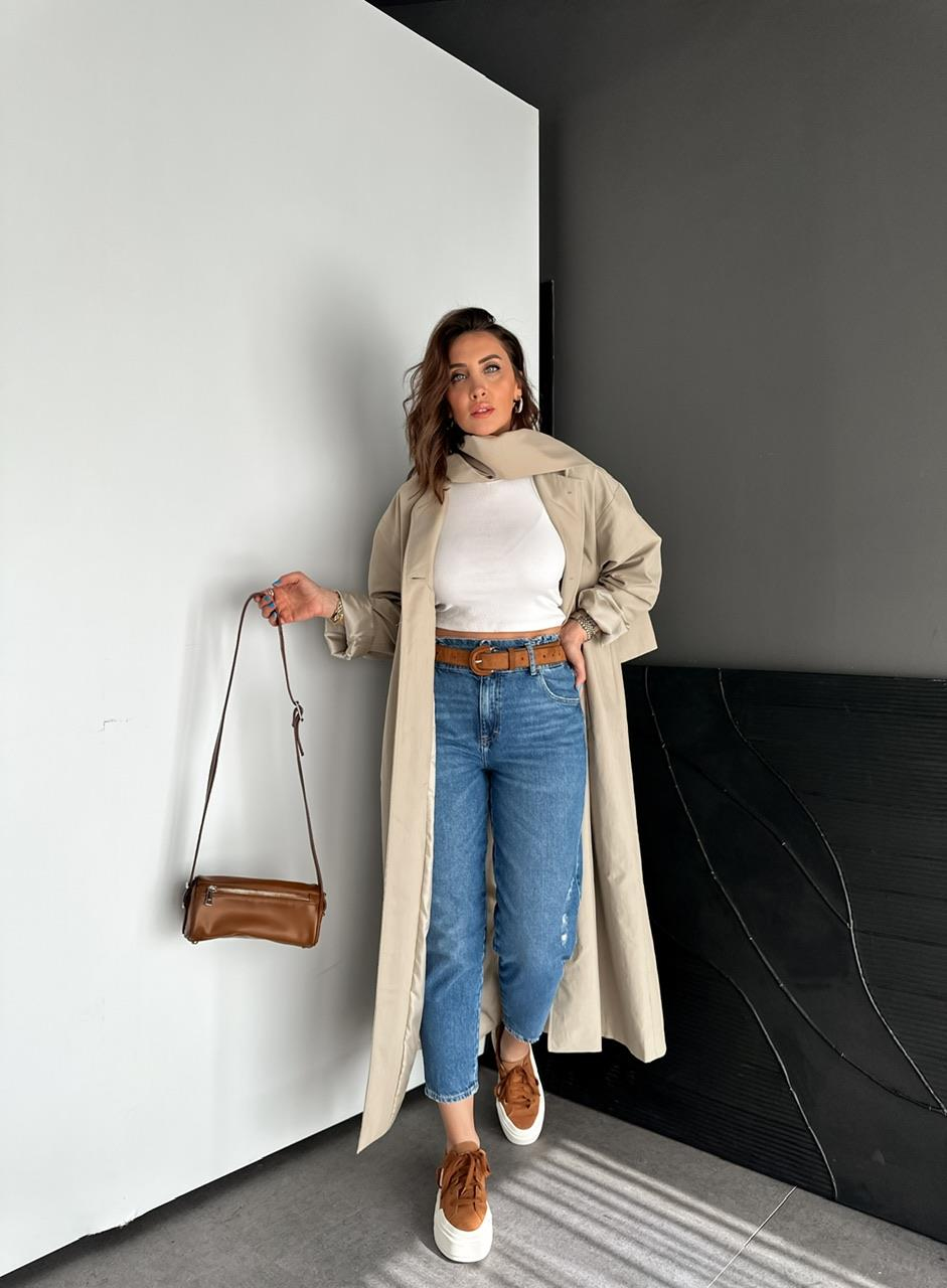 Mavi Beli Lastikli Orijinal Mom Jean