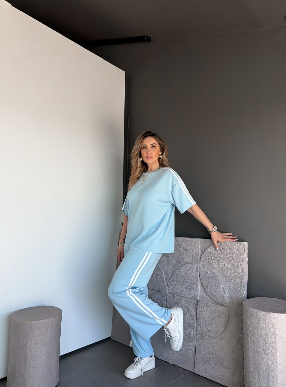 Mavi Beyaz Biyeli Modal Basic Takım