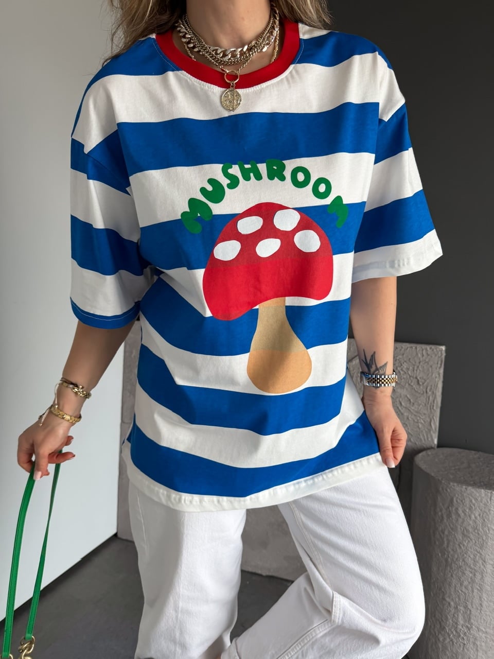 Mavi Çizgili Mushroom Tshirt