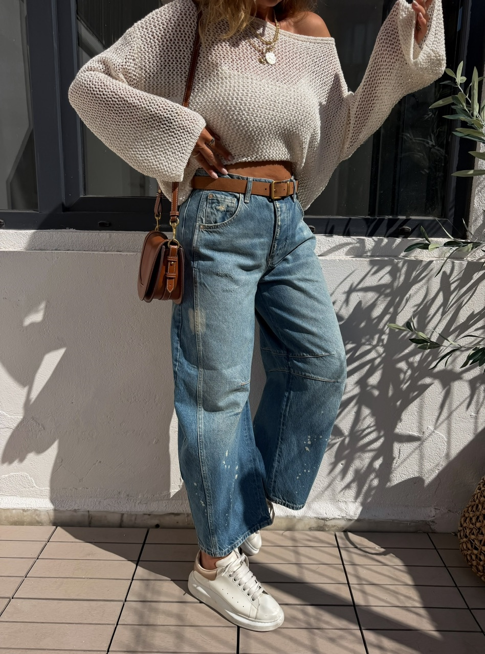 Mavi Eskitme Balon Orijinal Jean