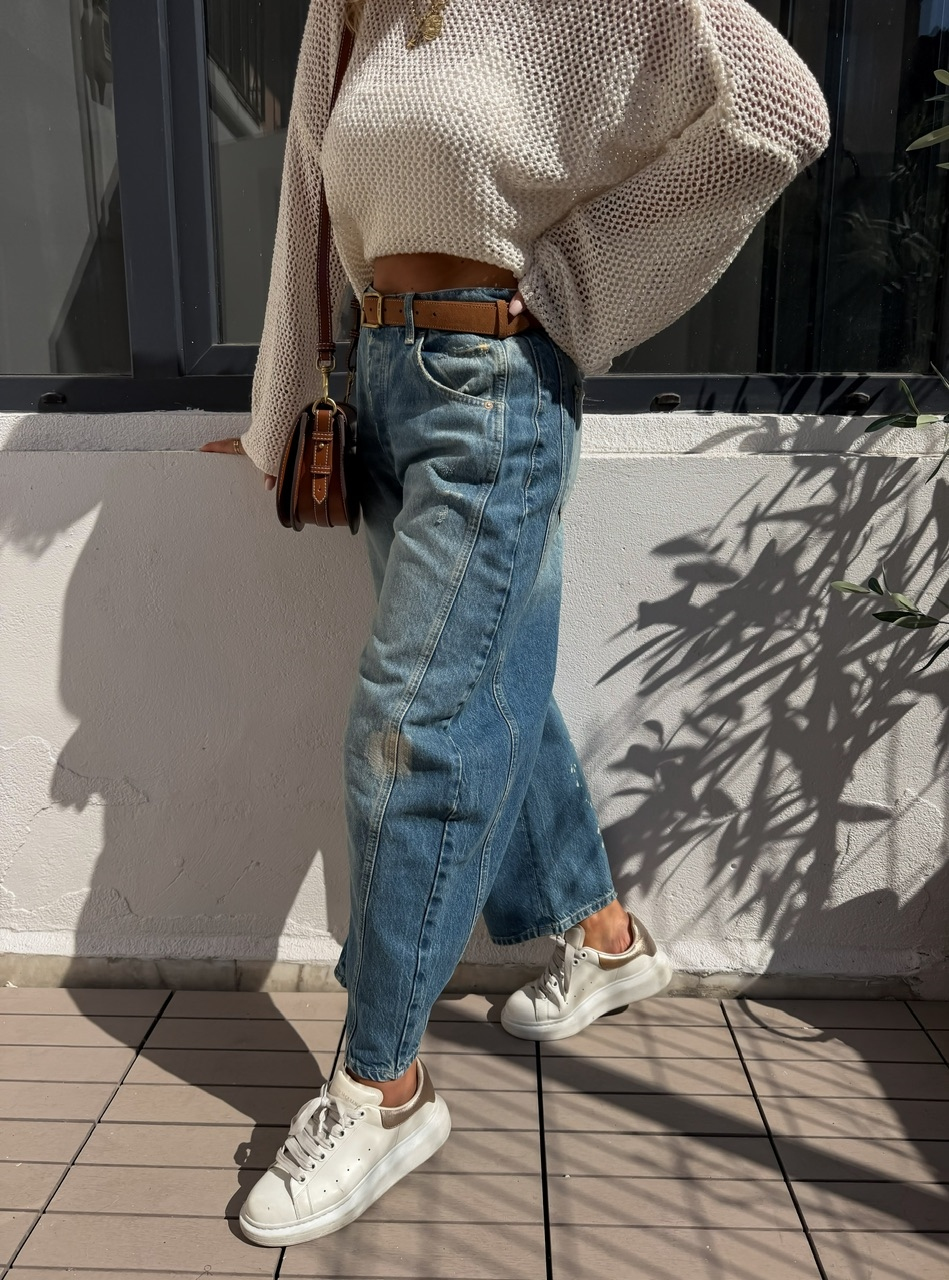 Mavi Eskitme Balon Orijinal Jean