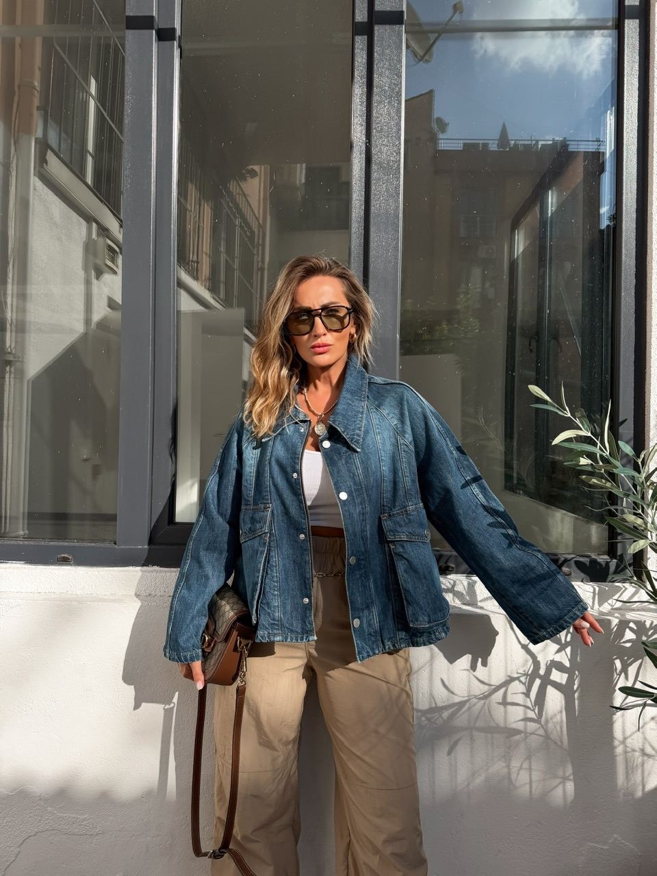 Mavi Geniş Cepli Oversize Orijinal Kot Ceket