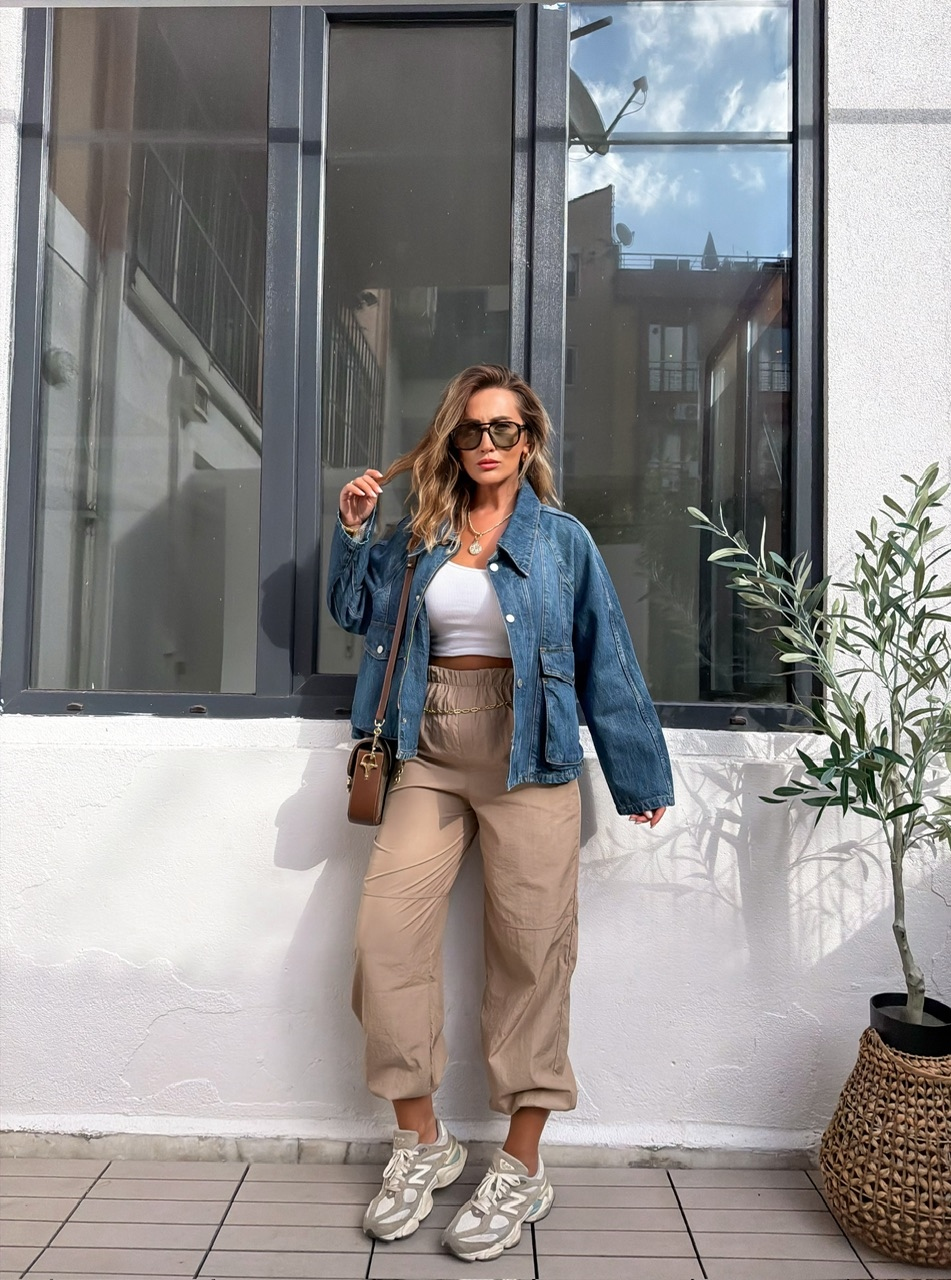 Mavi Geniş Cepli Oversize Orijinal Kot Ceket