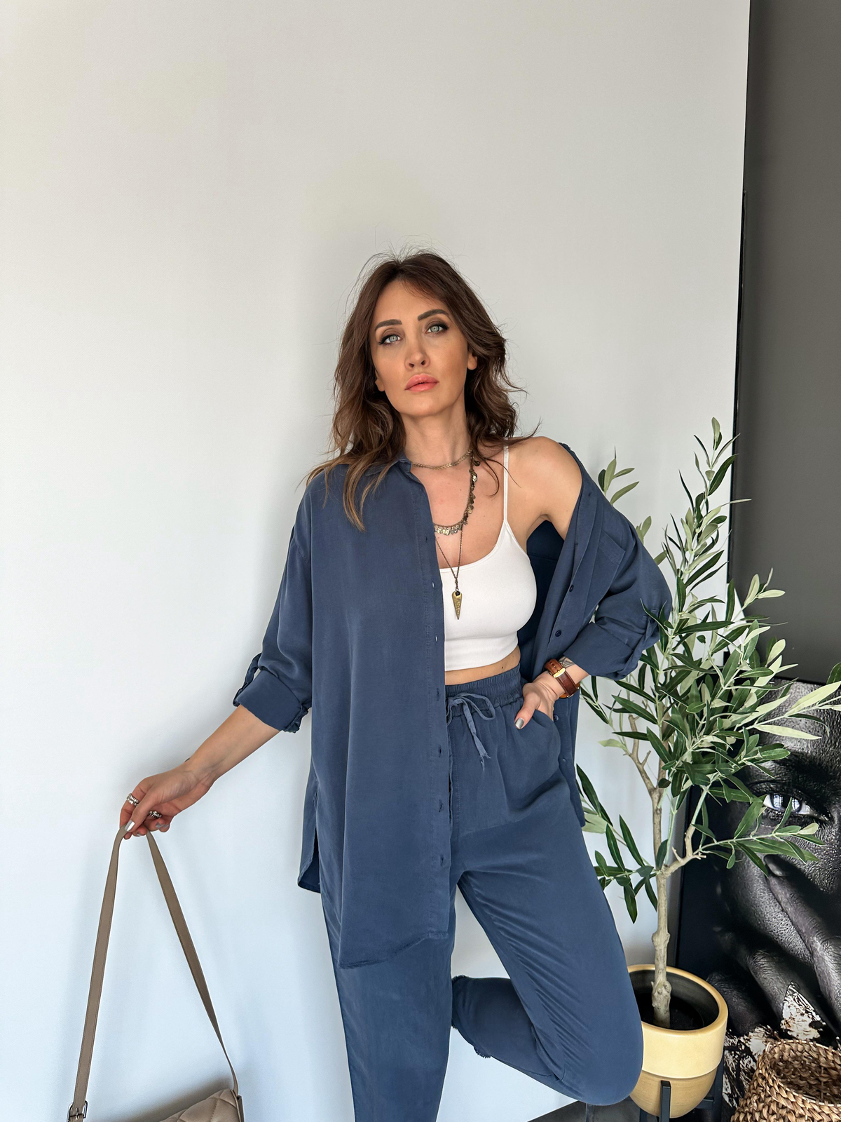 Mavi Gömlekli Cotton Takım