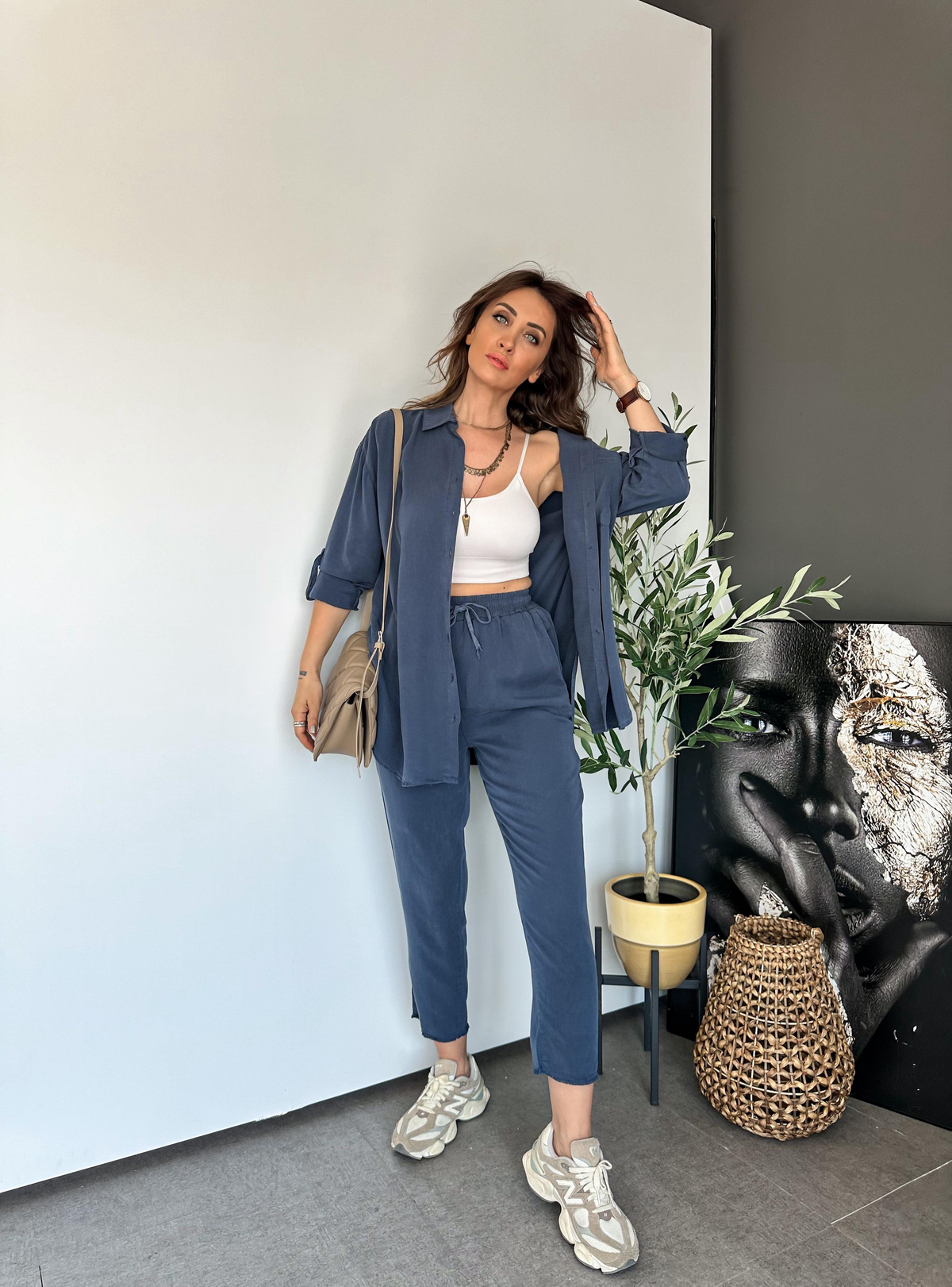 Mavi Gömlekli Cotton Takım