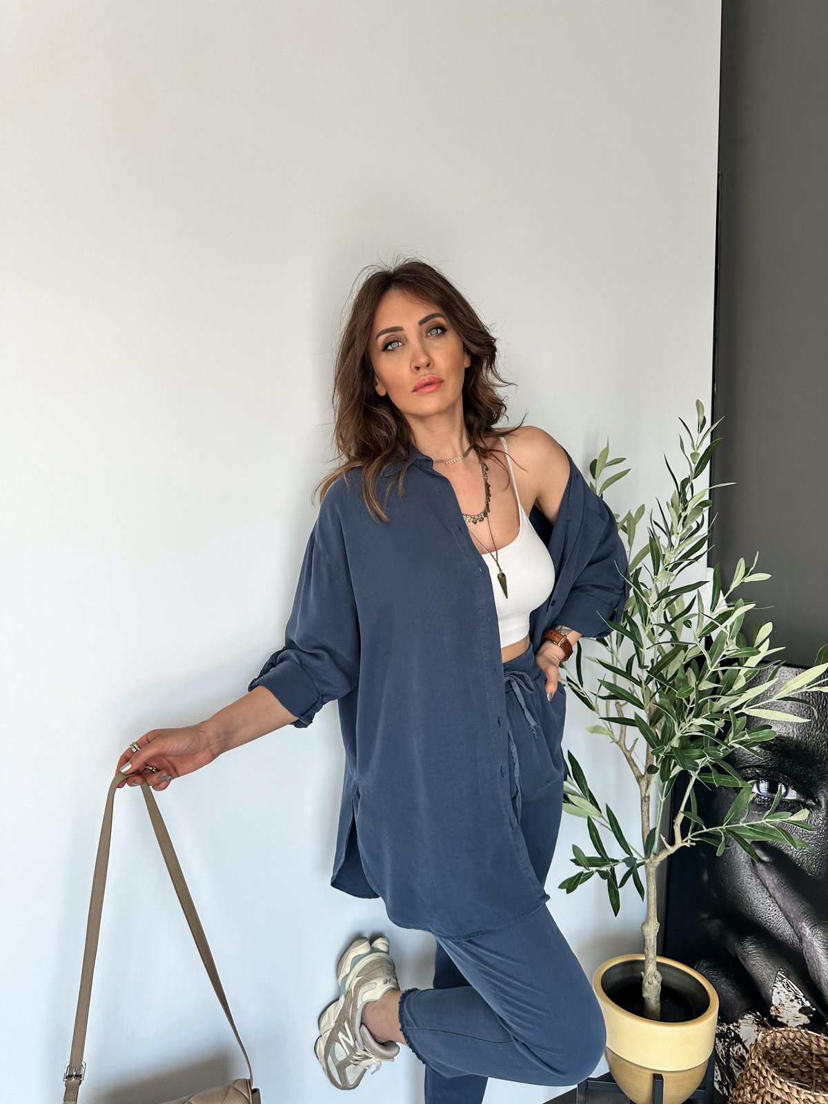 Mavi Gömlekli Cotton Takım