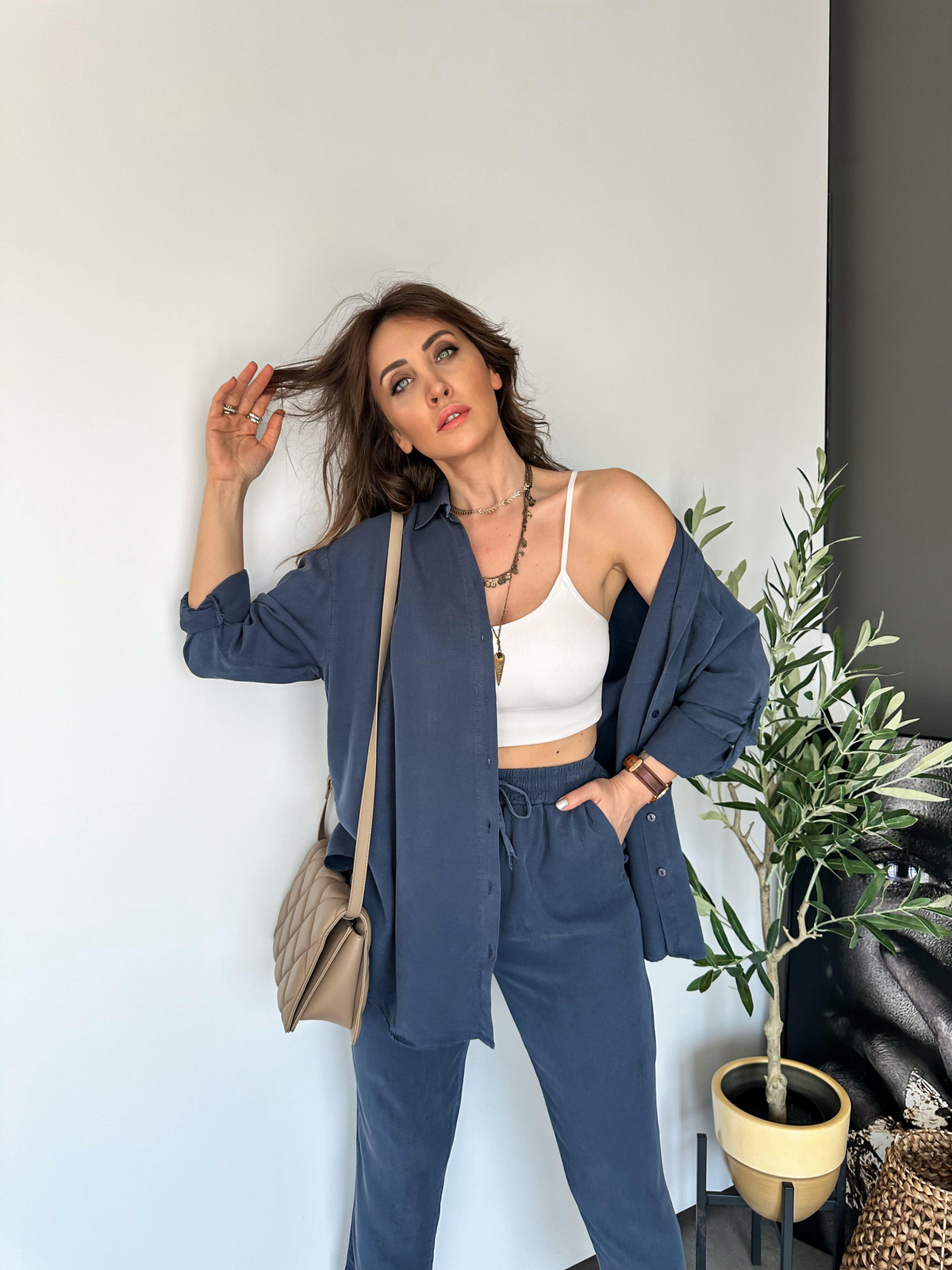 Mavi Gömlekli Cotton Takım